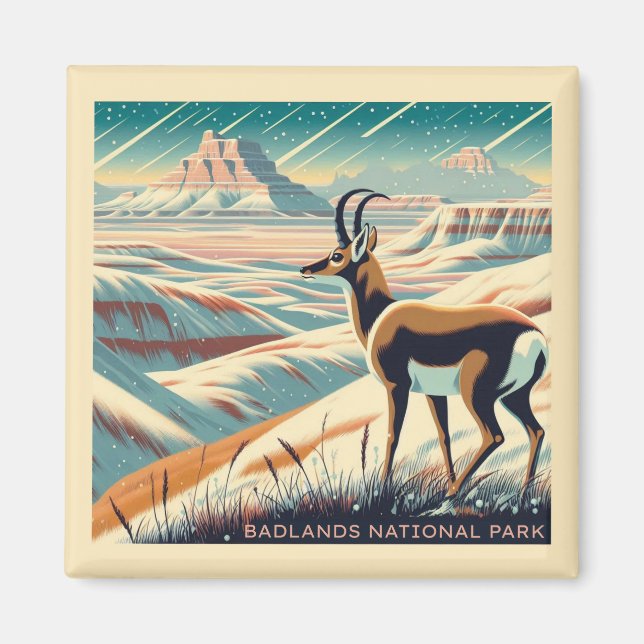 Badlands nationalpark Winter Souvenir Gift Magnet (Framsidan)