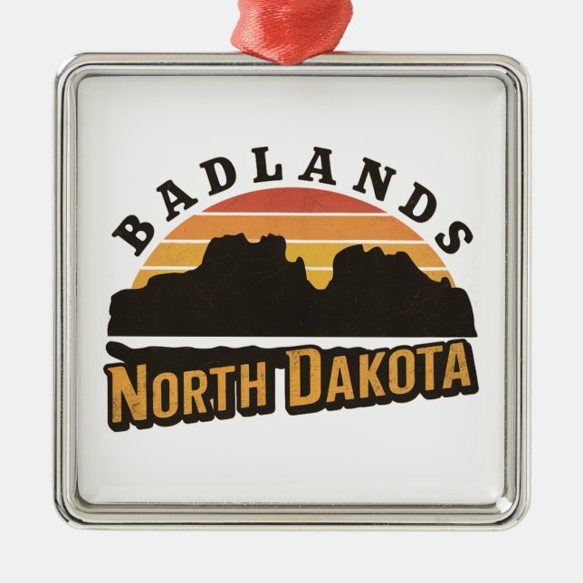 Badlands North Dakota Retro Julgransprydnad Metall (Framsidan)
