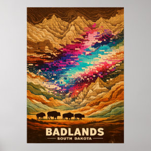 Badlands South Dakota Retrokonst Poster