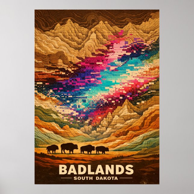 Badlands South Dakota Retrokonst Poster (Framsidan)