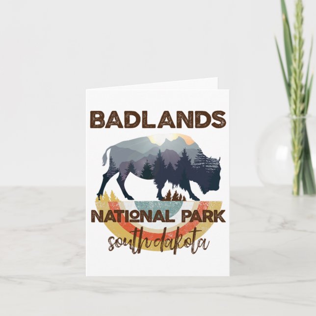Badlands South Dakota Shirt Sd nationalpark Hikin Kort (Framsida)