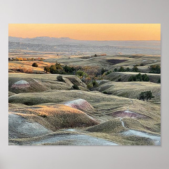 Badlands Sunset Dakota liggande Poster (Framsidan)