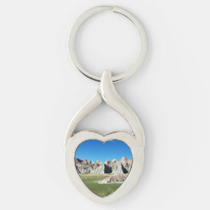 Badlands Twisted Heart Silverfärgad Nyckelring