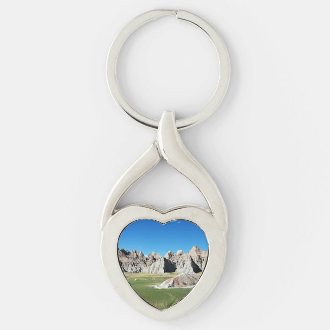 Badlands Twisted Heart Silverfärgad Nyckelring (Framsidan)