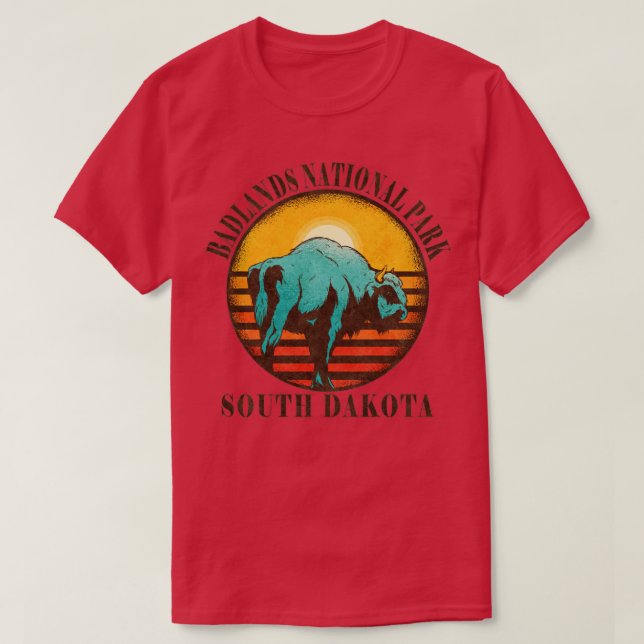 Badlands US National Park South Dakota Bison Hikin T Shirt (Design framsida)