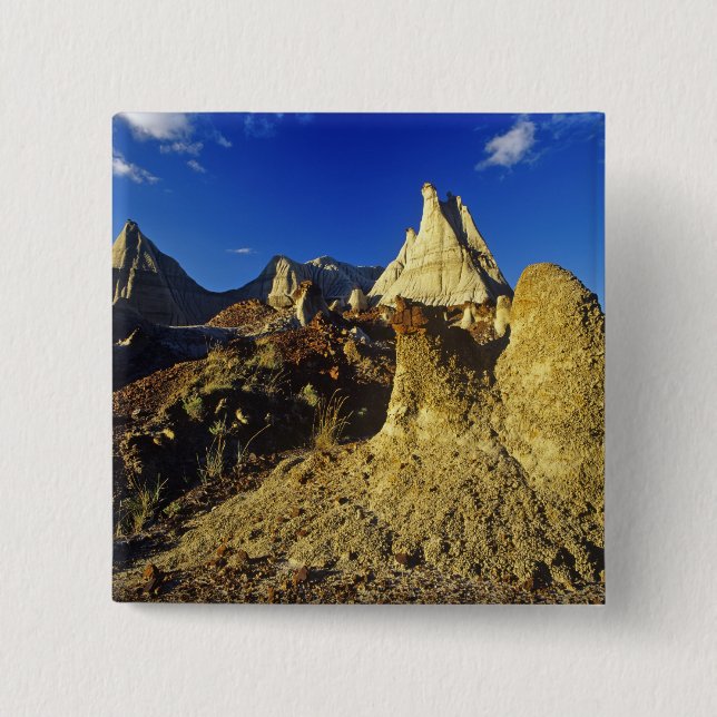 Badlandsformationer vid Dinosaur Provincial Park 2 Knapp (Framsida)
