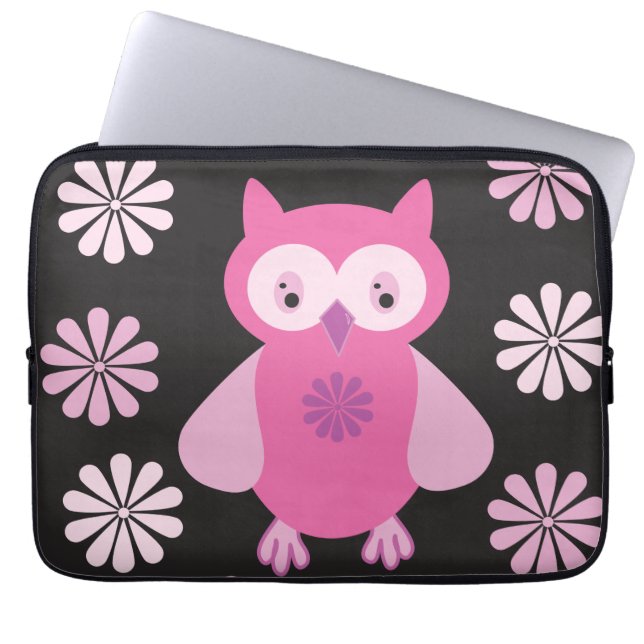 Badmat vid rosa uggla laptop fodral (Framsidan)