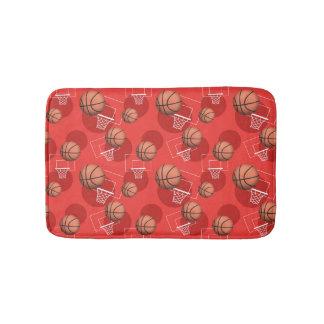 Badmatta för Themed mönster för basket röd Badrumsmatta