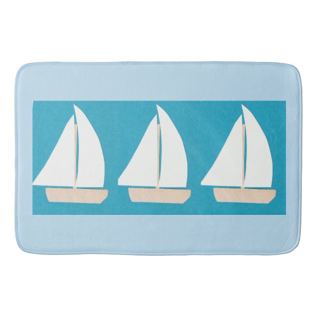 Badmatta med segelbåtdesign badrumsmatta (Framsidan)