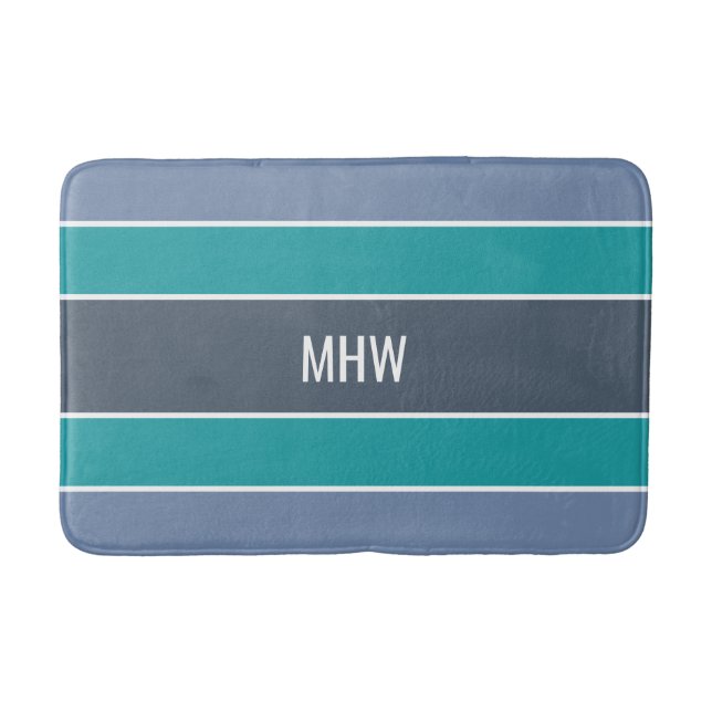 Badmattor för monogram för randmönster badrumsmatta (Framsidan)