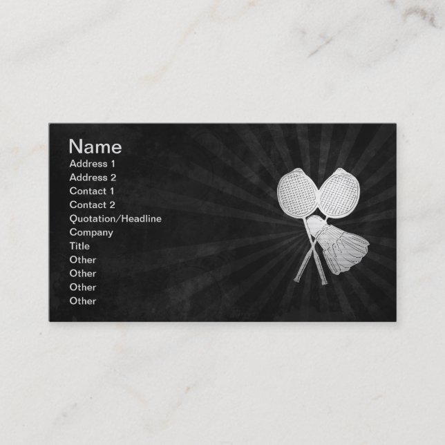 Badminton-Affärskortet för Klubbar för spelarbussa Visitkort (Framsida)