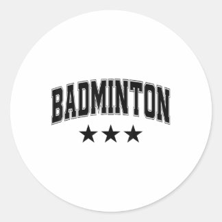 Badminton All Black Stars Clic Retro Varsity Text  Runt Klistermärke