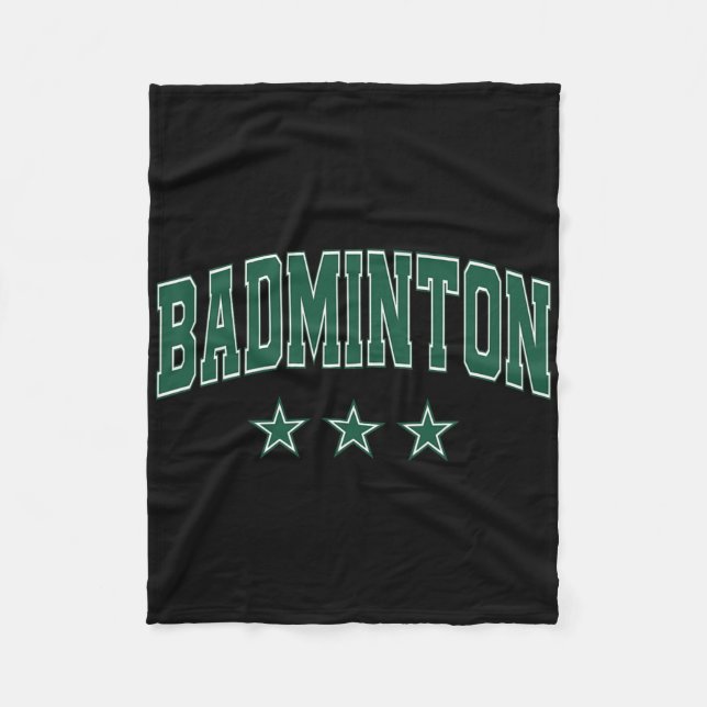 Badminton All Grönt Stars Clic Retro Varsity Text Fleecefilt (Framsidan)