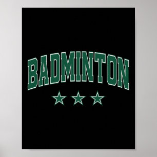 Badminton All Grönt Stars Clic Retro Varsity Text Poster