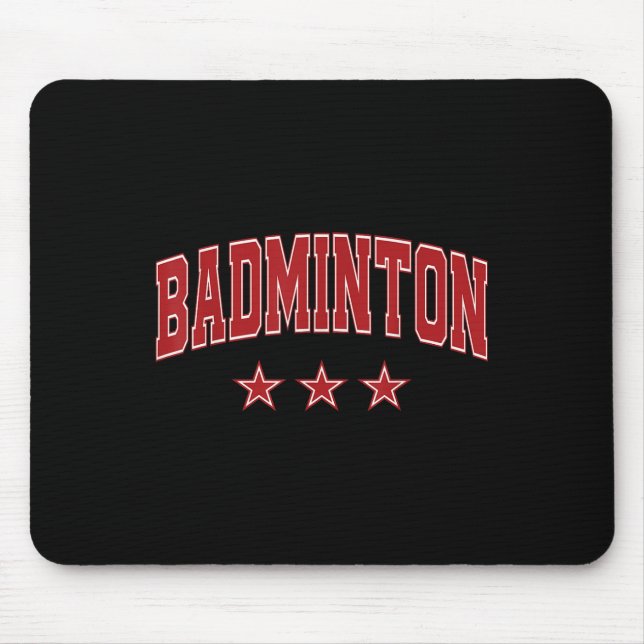 Badminton All Red Stars Clic Retro Varsity Text  Musmatta (Framsidan)