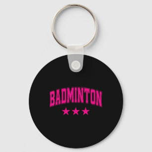 Badminton All Rosa Stars Clic Retro Varsity Text Nyckelring