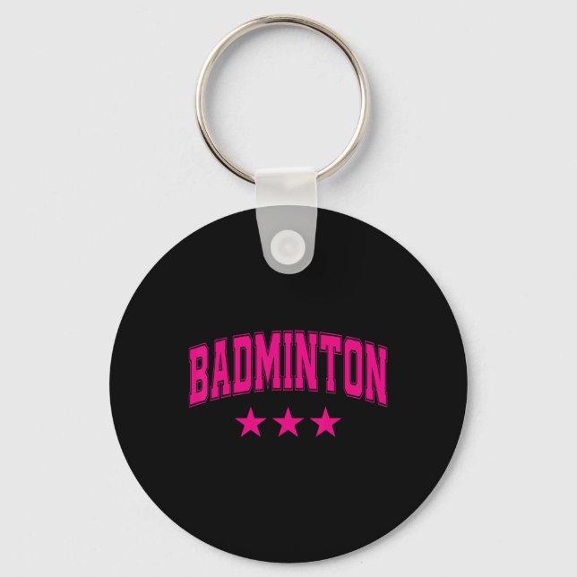 Badminton All Rosa Stars Clic Retro Varsity Text Nyckelring (Framsida)