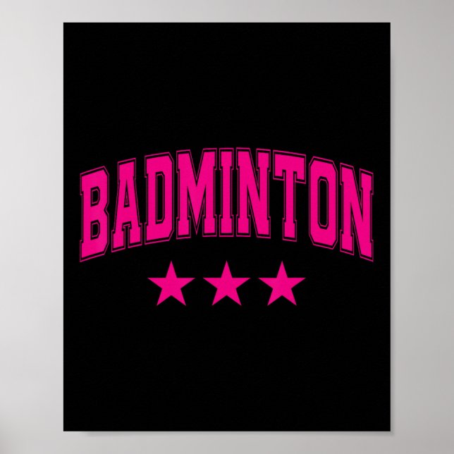 Badminton All Rosa Stars Clic Retro Varsity Text Poster (Framsidan)