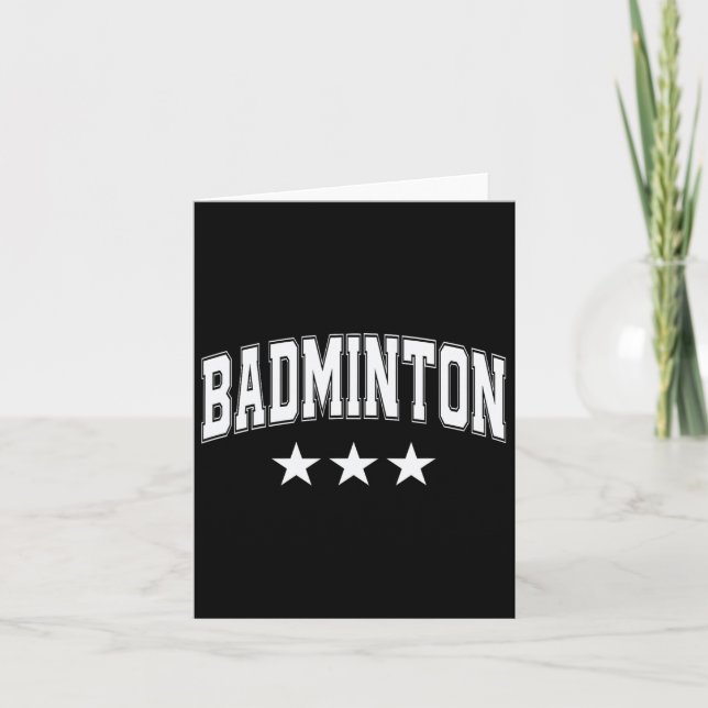 Badminton All White Stars Clic Retro Varsity Text Kort (Framsida)
