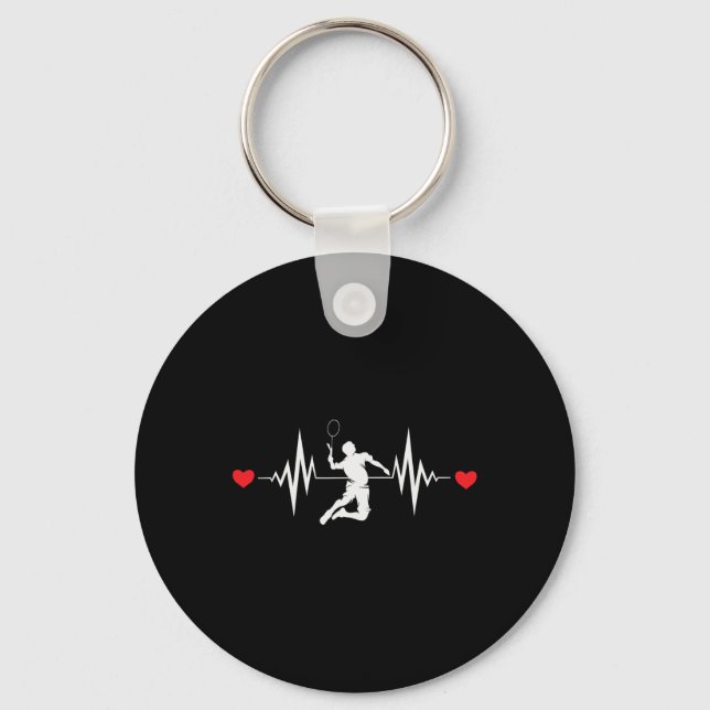 Badminton Älskare Heartslag Clothing Nyckelring (Framsida)