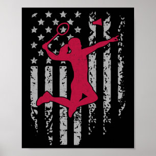 Badminton American Flagga Patriotic High School Sp Poster