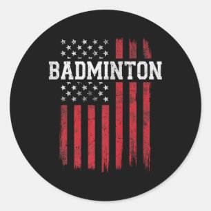 Badminton American Flagga Usa Patriot Patriotic Runt Klistermärke