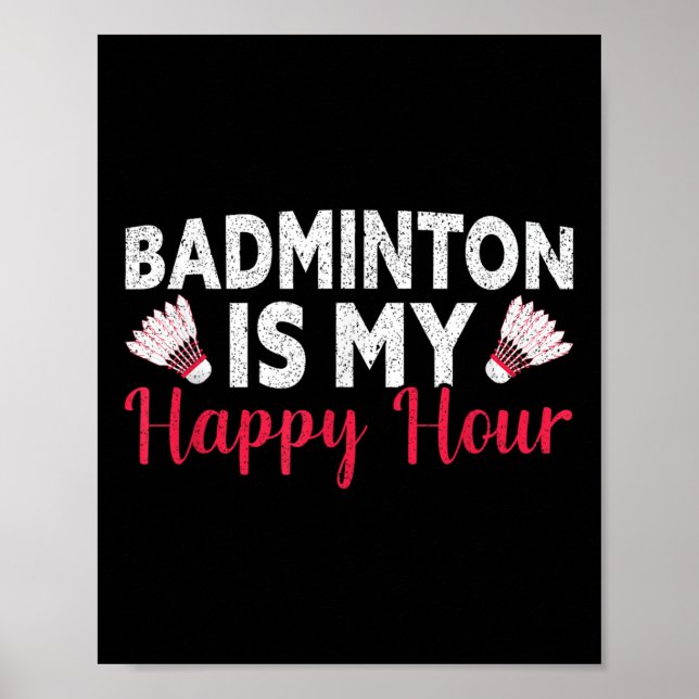 Badminton är min glada timme Rolig badminton  Poster (Framsidan)