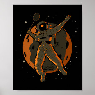 Badminton Astronaut Rymden Spaceman Poster