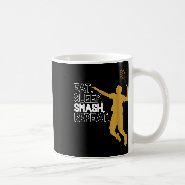 Badminton. Ät. Sov. Smeta. Upprepa. Kaffemugg (Höger)