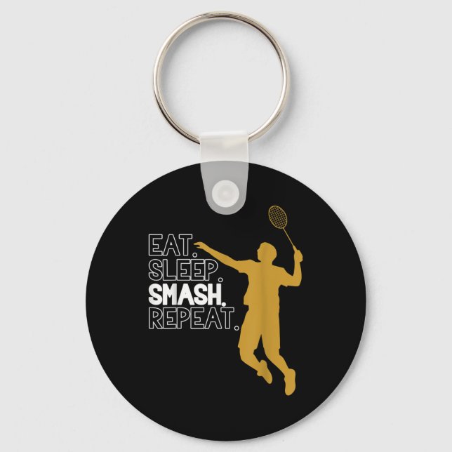 Badminton. Ät. Sov. Smeta. Upprepa. Nyckelring (Framsida)
