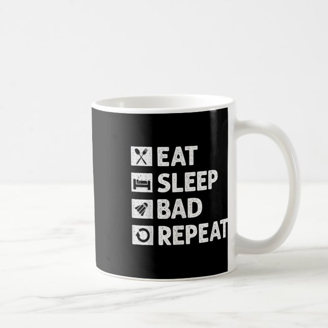 Badminton Ät Sova Upprepa Roligt Shuttle Meme  Kaffemugg (Höger)