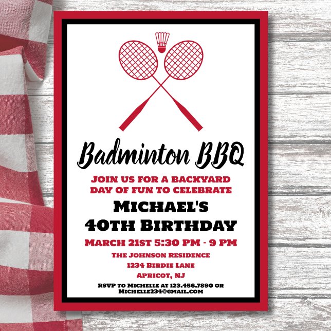 Badminton BBQ Party Sports Birthday Inbjudningar (Skapare uppladdad)