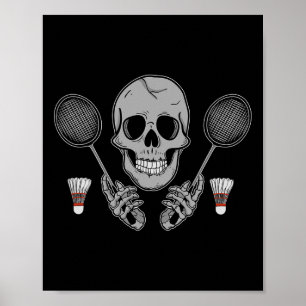 Badminton Birdie Humor Fläkt Skeleton Horror Hallo Poster