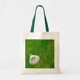 Badminton Birdie på Grönt Grass Tote Bag Tygkasse