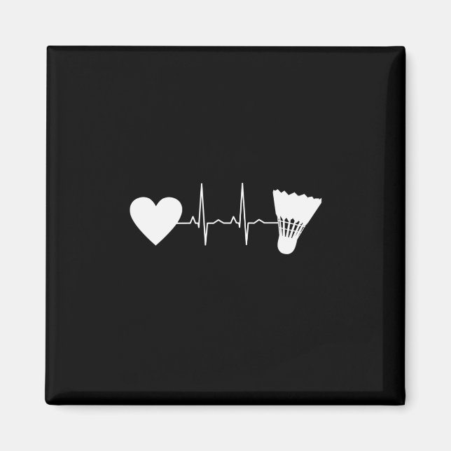 Badminton Boll Heartslag Magnet (Framsidan)
