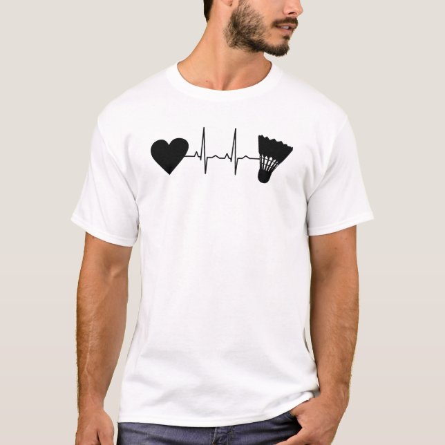 Badminton Boll Heartslag T Shirt (Framsida)