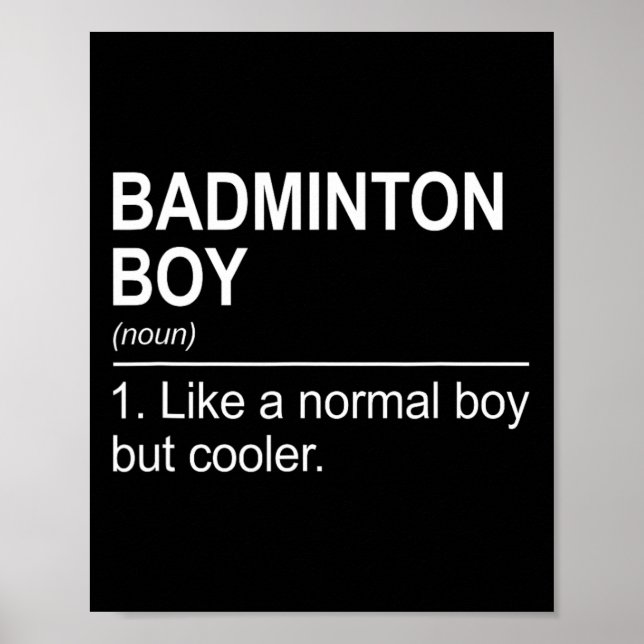 Badminton Boy Noun Definition Shuttle Badminton Pl Poster (Framsidan)