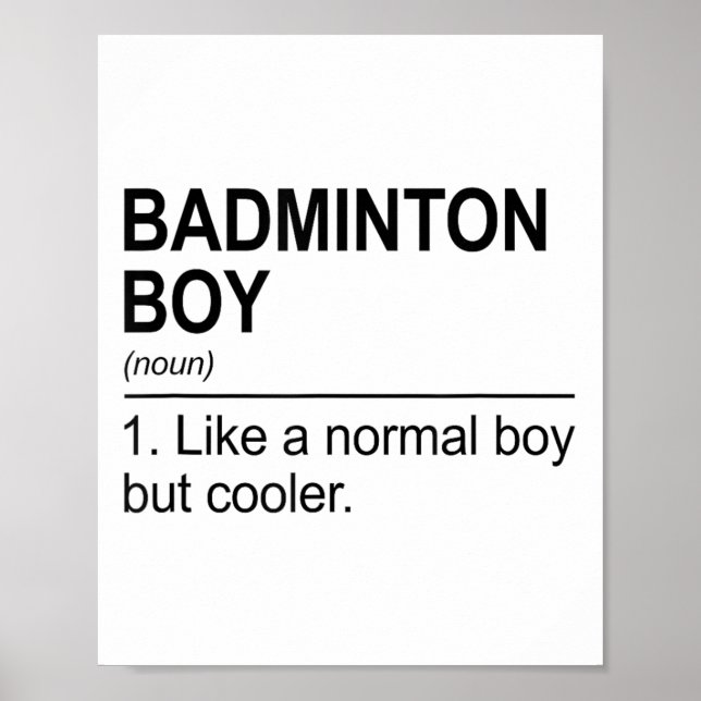 Badminton Boy Noun Definition Shuttle Badminton Pl Poster (Framsidan)