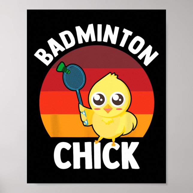 Badminton Chick Badminton Player Shuttle Sports Sm Poster (Framsidan)
