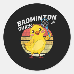Badminton Chick Retro Kyckling Fågel Kvinnor Badmi Runt Klistermärke
