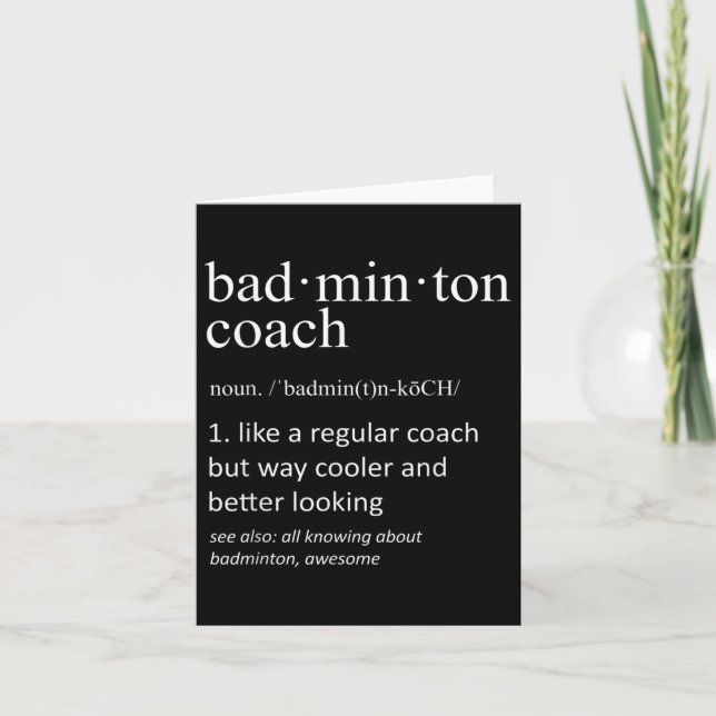 Badminton Coach Definition Sports Funny Trainer Kort (Framsida)