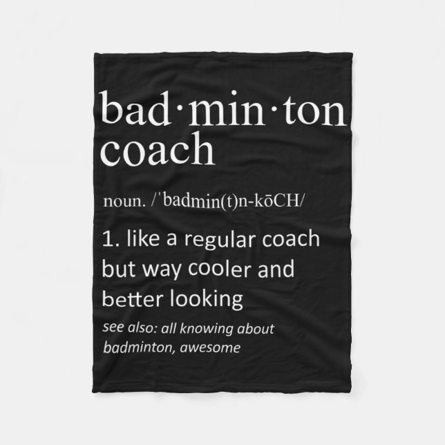 Badminton Coach Funny Dictionary Definition Coache Fleecefilt (Framsidan)