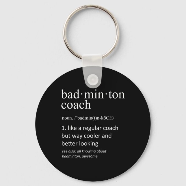 Badminton Coach Funny Dictionary Definition Coache Nyckelring (Framsida)