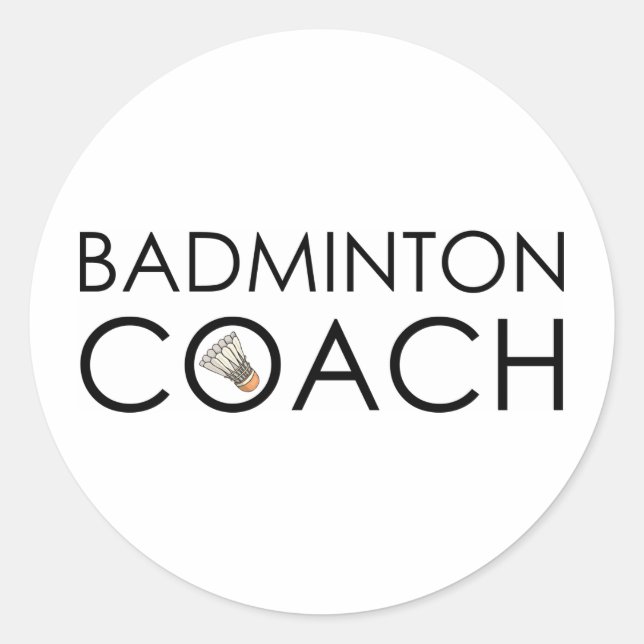 Badminton Coach Runt Klistermärke (Framsida)