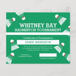 Badminton Competition anpassningsbar grönt white c