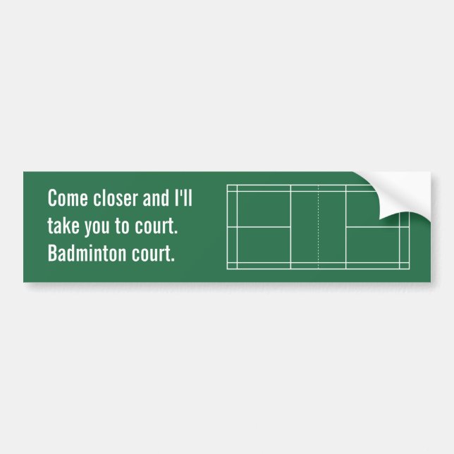 Badminton Court Bumper Sticker Bildekal (Framsidan)