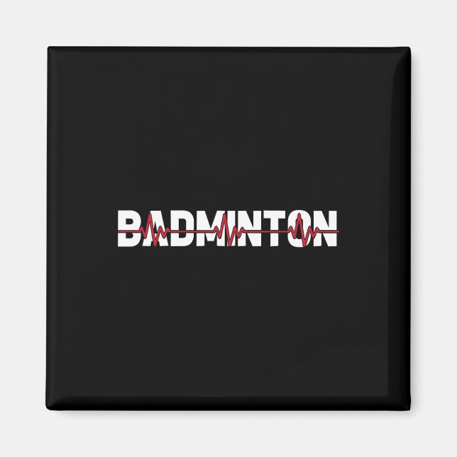 Badminton Court Racket - Racquet Shuttle Ekg Heart Magnet (Framsidan)