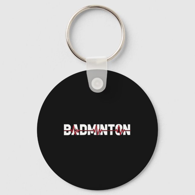 Badminton Court Racket - Racquet Shuttle Ekg Heart Nyckelring (Framsida)