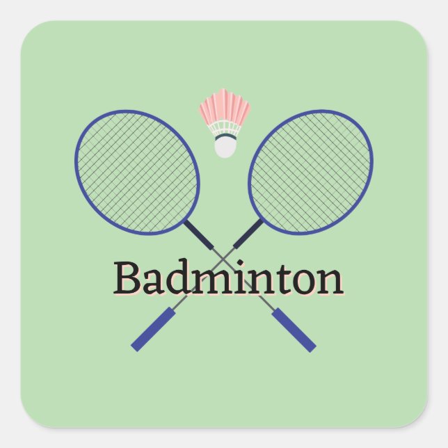 Badminton Design  Fyrkantigt Klistermärke (Framsida)