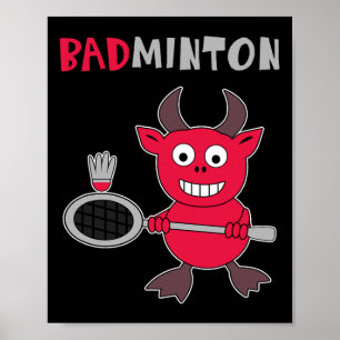 Badminton Djävulen Badminton Player Shuttle Sports Poster